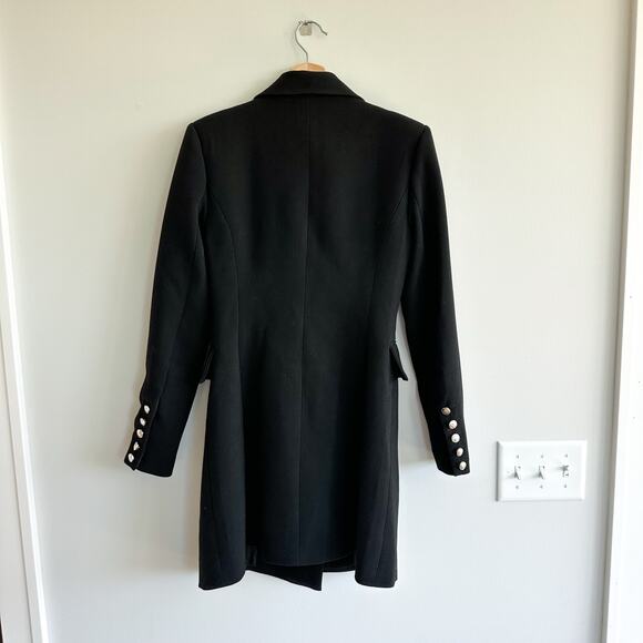 Lulus Captain's Blog Double-Breasted Notch Lapel Pea Coat Black S - Picture 4 of 10